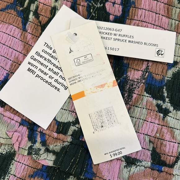 SAM EDELMAN Misha Printed Smocked Ruffle Top - Picture 10 of 12